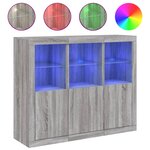 vidaXL Buffets avec lumières LED 3 Pièces sonoma gris bois d'ingénierie