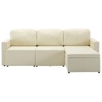 vidaXL Canapé-lit modulaire 3 places Crème Similicuir