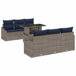 vidaXL Ensemble de canapé de jardin avec coussin 7 Pièces Gris polyrotin