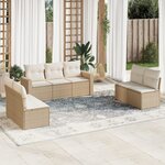 vidaXL Salon de jardin avec coussins 7 Pièces beige résine tressée