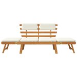 vidaXL Banc de jardin avec coussins 2-en-1 190 cm Bois solide d'acacia