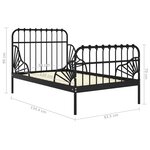 vidaXL Cadre de lit extensible sans matelas Noir Métal 80x130/200 cm