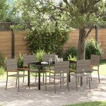 vidaXL Ensemble de salle à manger pour jardin 7 Pièces Gris Poly rotin