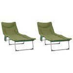 vidaXL Transat pliant avec coussin 2 Pièces Vert foncé