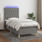 vidaXL Sommier à lattes de lit et matelas et LED Gris foncé 80x200cm
