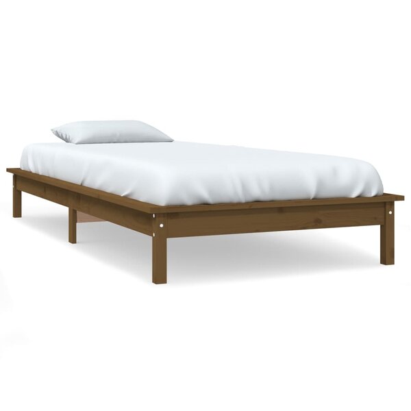 vidaXL Cadre de lit Marron miel 90x200 cm Bois de pin massif