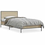 vidaXL Cadre de lit chêne sonoma 90x200 cm bois d'ingénierie et métal