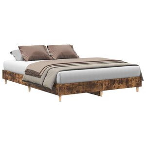 vidaXL Cadre de lit sans matelas chêne fumé 150x200 cm bois ingénierie