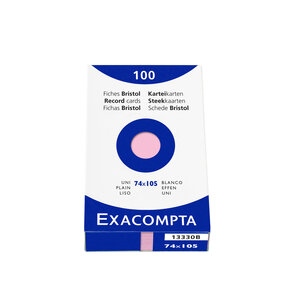 Étui de 100 fiches bristol uni non perforé 74x105mm Rose EXACOMPTA