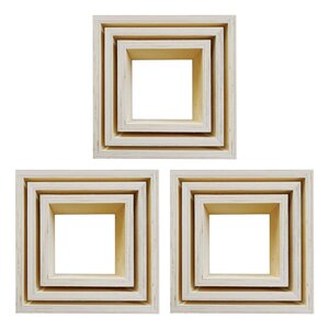 3 blocs de 3 petites étagères carrées en bois 22  18 et 14 cm