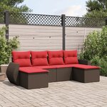 vidaXL Salon de jardin 6 Pièces avec coussins marron résine tressée