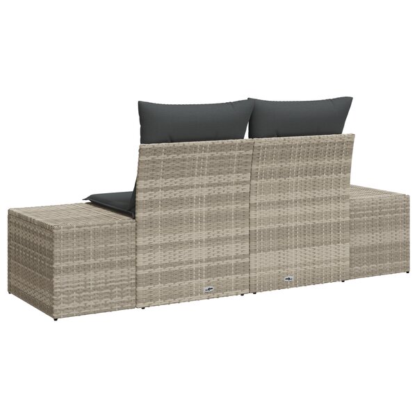 vidaXL Canapé de jardin 2 places avec rangement et coussins gris poly rotin