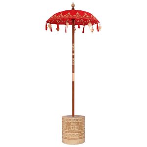 vidaXL Parasol avec Base Rouge et brun 250 cm Coton et bois