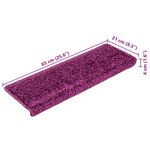 vidaXL Tapis d'escalier 10 pièces 65 x 21 x 4 cm Violet Bord rectangulaire