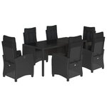 vidaXL Ensemble à manger de jardin coussins 7Pièces Noir Résine tressée