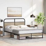 vidaXL Cadre de lit sans matelas 135x190 cm chêne fumé bois ingénierie