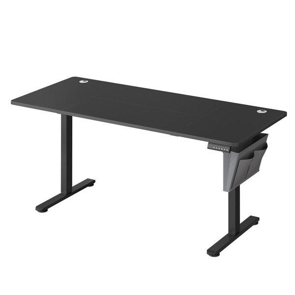 Bureau électrique assis-debout bureau réglable en hauteur 60 x 120 x (72-120) cm 4 hauteurs mémorisables pochette de rangement pour bureau noir 12_0004581
