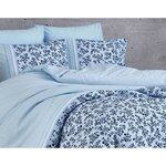 Parure de lit - housse de couette 220 x 240 + 2 taies d'oreiller 60 x 60 coton renforcé - Bleu