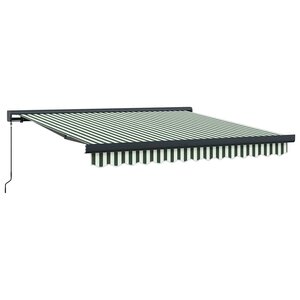 vidaXL Auvent Rétractable Vert et blanc 350 x 250 cm Tissu et Métal