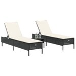 vidaXL Chaises longues avec coussins lot de 2 noir résine tressée