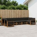 vidaXL Ensemble de canapés d'extérieur 7 Pièces Naturel et noir