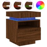 vidaXL Armoires de chevet avec lumières LED 2 Pièces chêne marron