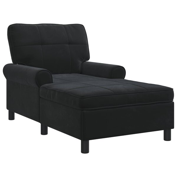 vidaXL Chaise longue Noir Velours 91 x 157 x 91 cm