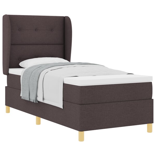 Lit Box Spring avec Matelas Marron Foncé 80x200 cm Tissu