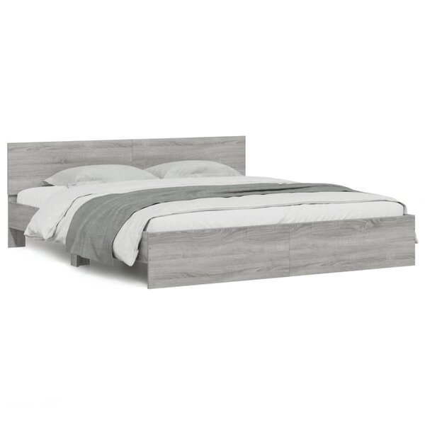 vidaXL Cadre de lit sans matelas sonoma gris 160x200 cm