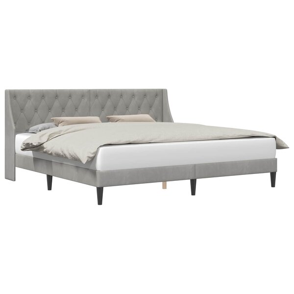 vidaXL Cadre de lit avec tête de lit Gris clair 180 x 200 cm Velours