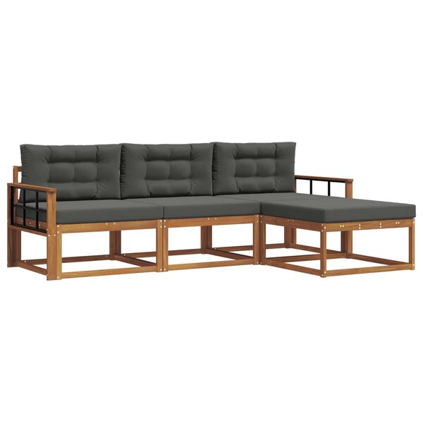 vidaXL Ensemble de canapés d'extérieur 4 Pièces Naturel et Anthracite