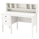 Bureau de 120 cm avec prises de courant bureau d'écriture avec 5 compartiments et 2 tiroirs de rangement ports usb station de travail blanc 20_0007991