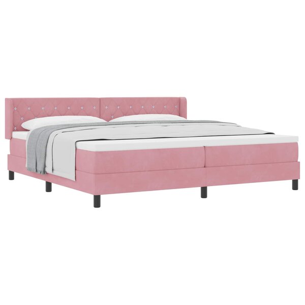 vidaXL Lit à ressorts avec matelas Rose 200 x 200 cm Polyester