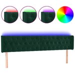 vidaXL Tête de lit à LED Vert foncé 183x16x78/88 cm Velours