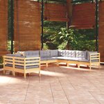 vidaXL Salon de jardin 9 Pièces avec coussins gris bois de pin massif