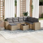 vidaXL Salon de jardin avec coussins 8 Pièces beige résine tressée