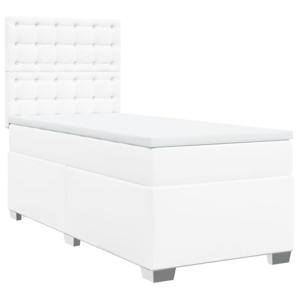 vidaXL Sommier à lattes de lit avec matelas Blanc 100x200cm Similicuir