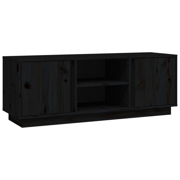 vidaXL Meuble TV Noir 110x35x40 5 cm Bois de pin massif