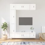 vidaXL Ensemble de meubles TV 7 Pièces Blanc brillant Bois d'ingénierie