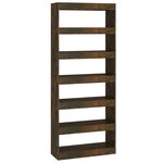 vidaXL Bibliothèque/Séparateur de pièce Chêne fumé Bois d'ingénierie