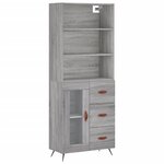 vidaXL Buffet haut Sonoma gris 69 5x34x180 cm Bois d'ingénierie