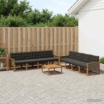 vidaXL Ensemble de canapés d'extérieur 9 Pièces Naturel et noir