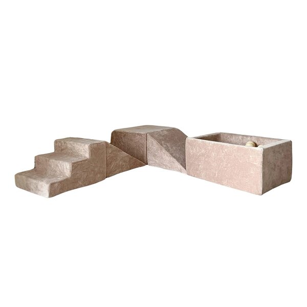 Jeu en mousse 5 éléments avec mini piscine à balles velours beige