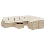 vidaXL Salon de jardin avec coussins 10 Pièces beige résine tressée