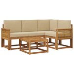 vidaXL Ensemble de canapés d'extérieur 5 pc Naturel et Beige Polyester