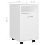 vidaXL Armoire latérale avec roues Blanc 33x38x60 cm Bois d’ingénierie