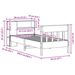 vidaXL Lit bibliothèque sans matelas cire marron 90x200 cm pin massif
