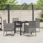 vidaXL Ensemble de salle à manger pour jardin 5 Pièces Gris polyrotin