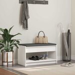 vidaXL Banc d'entrée Blanc 83 x 38 x 45 cm Bois Ingénierie et Tissu