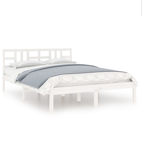 vidaXL Cadre de lit sans matelas blanc 135x190 cm bois massif